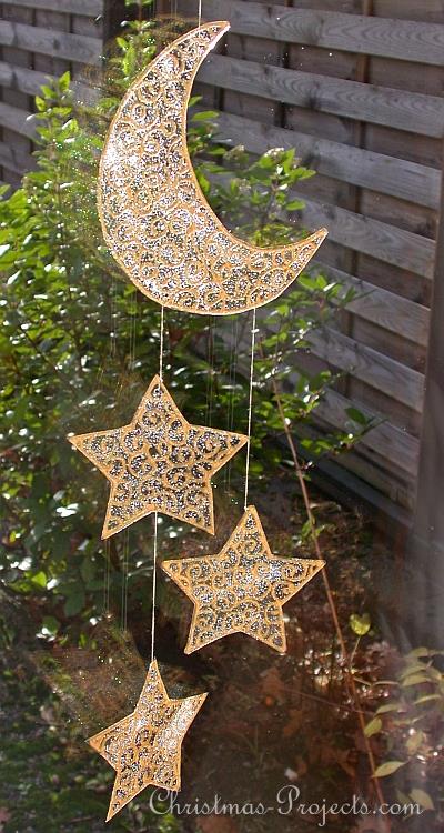 Christmas Craft - Window Cling Mobile - Moon and Stars 