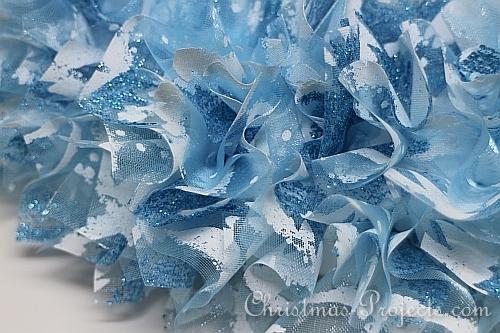 Close Up Details of Icy Blue Winter Wreath