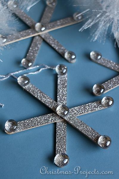 Glitter Craft Stick Snowflakes