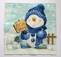 Paper Napkin With Cute Snowman