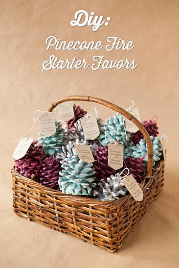 Pinecone Fire Starter Favors- Something Turquoise