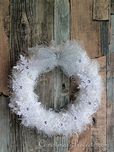 White Fuzzy Wreath With Snowflakes 1