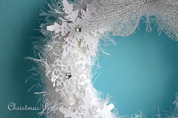 White Fuzzy Wreath With Snowflakes 2