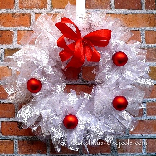 White Wreath with Red Decoration