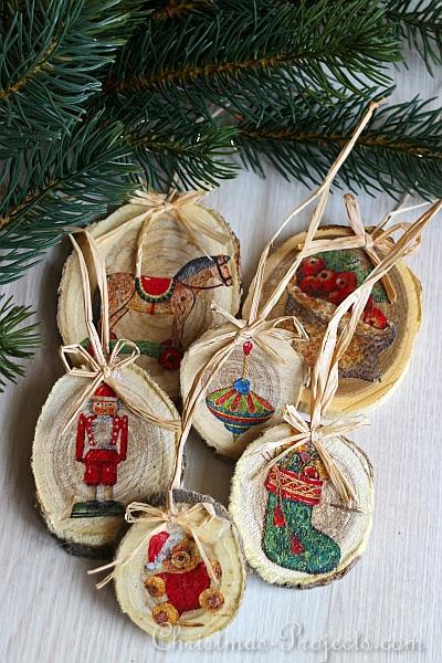 Wood Slice Christmas Tree Ornaments 1