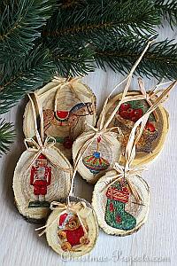 Wood Slice Christmas Tree Ornaments 200