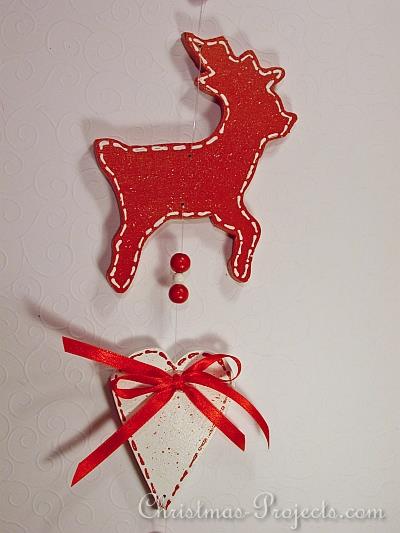 Wooden Reindeer and Hearts Mobile 2